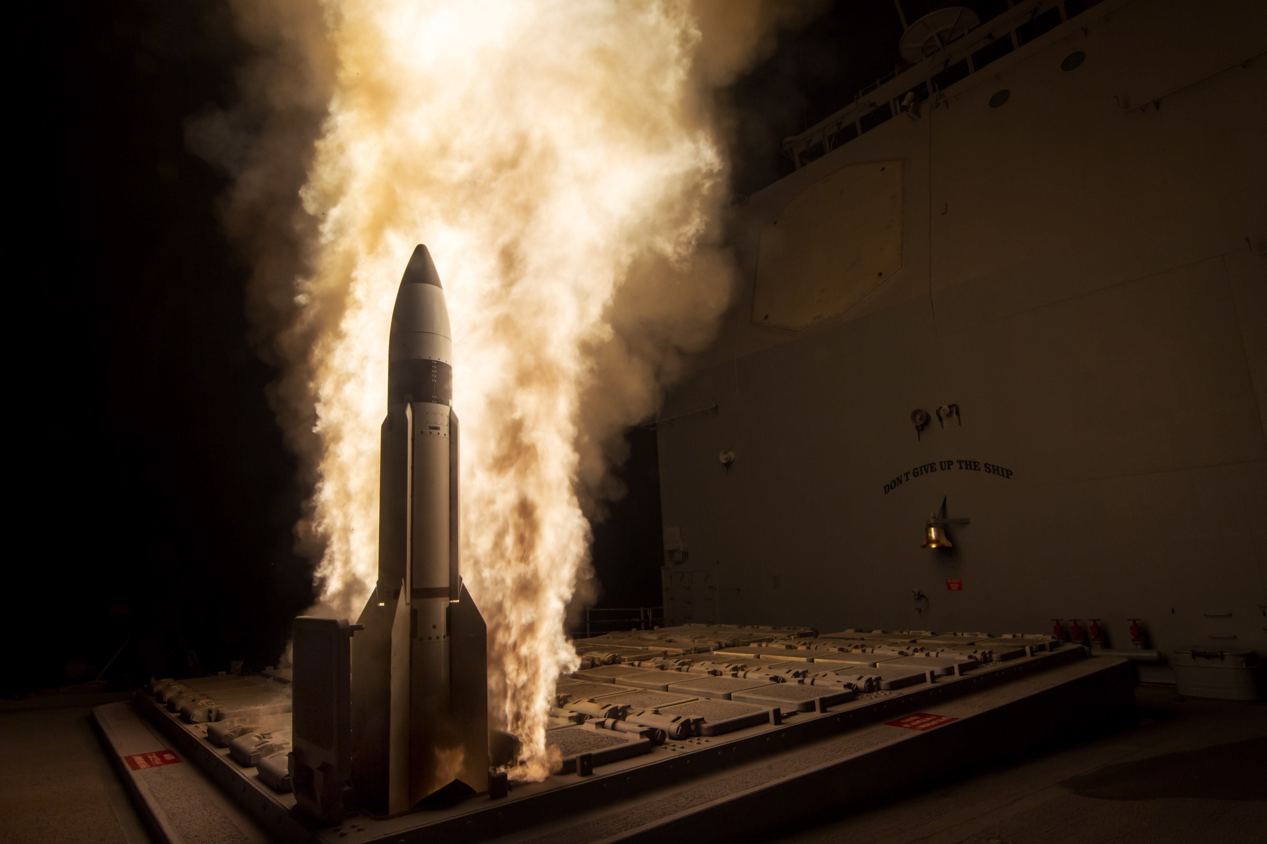 Vertical launching system being fired.