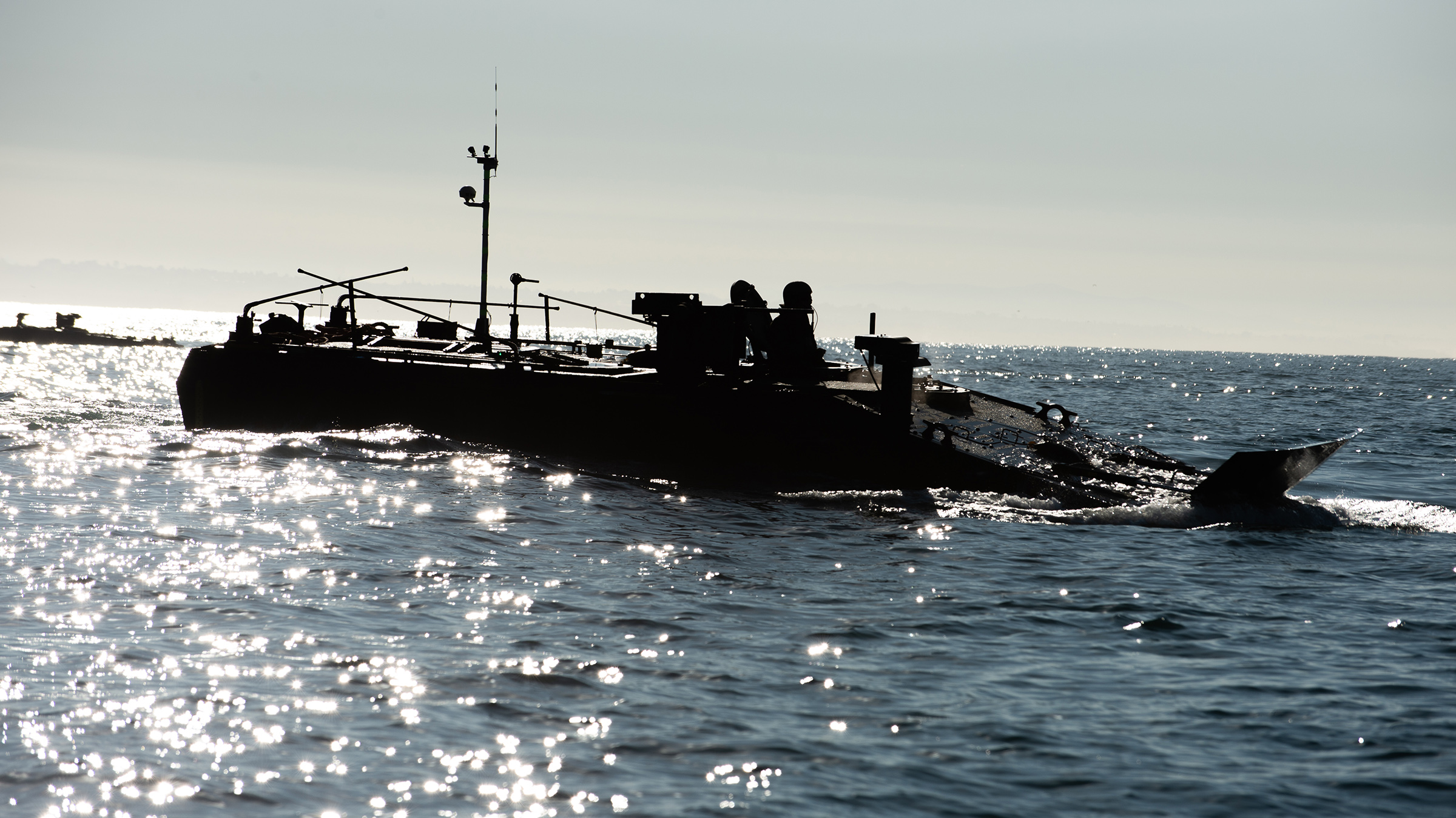 An Amphibious Combat Vehicle in Pacific Ocean
