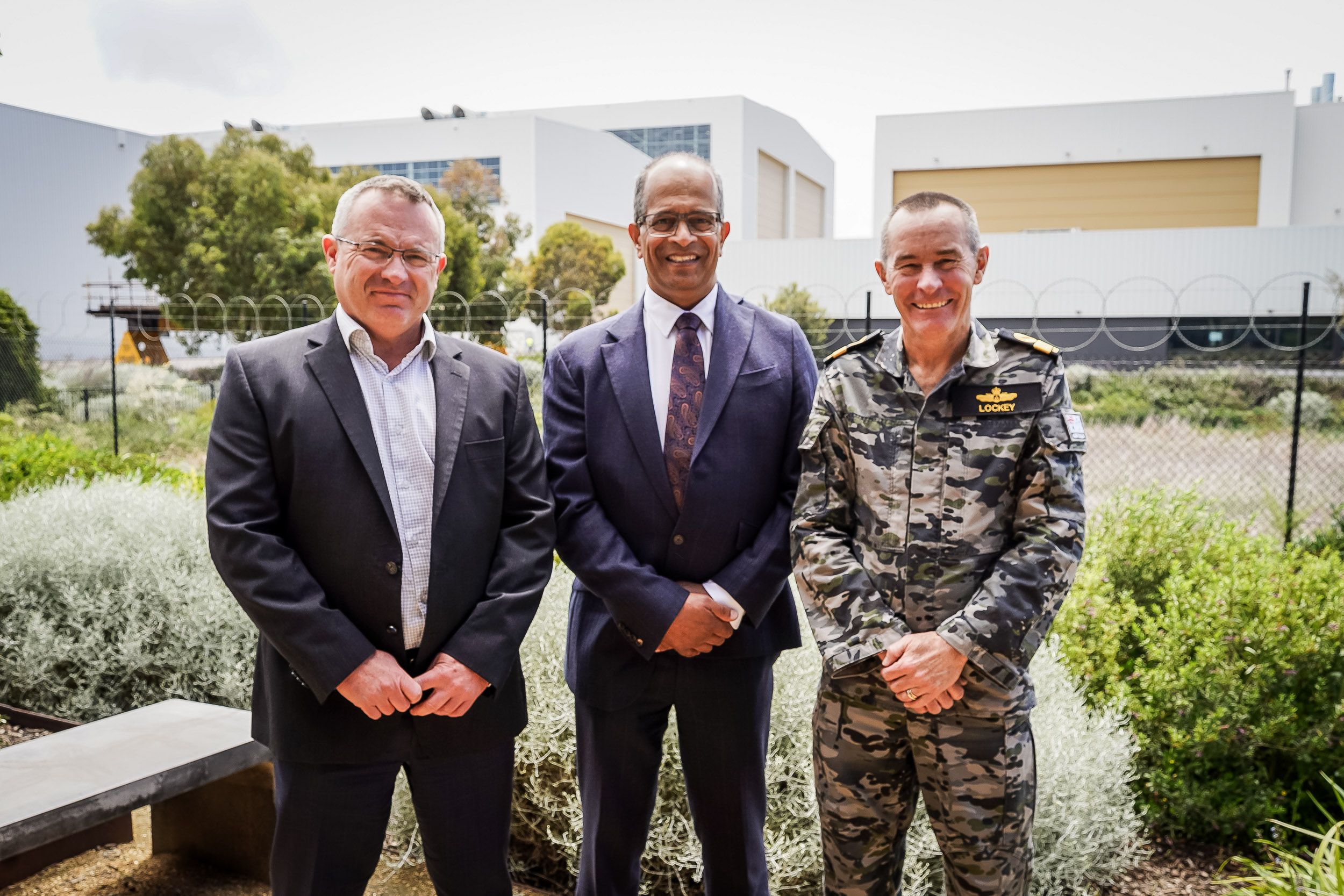 AERIUS in shipyard with Andy Coxall, Shankar Rasiah, CDRE Lockey