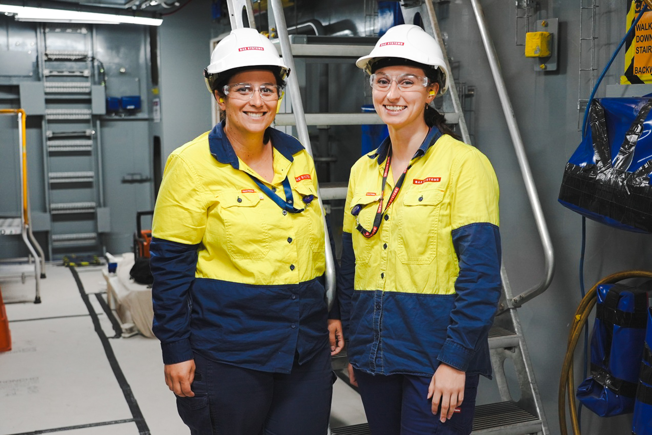 Hunter class frigate crew accommodation prototyping with Forward Area Manager Helen and Power & Propulsion Installation Coordinator Jacinta