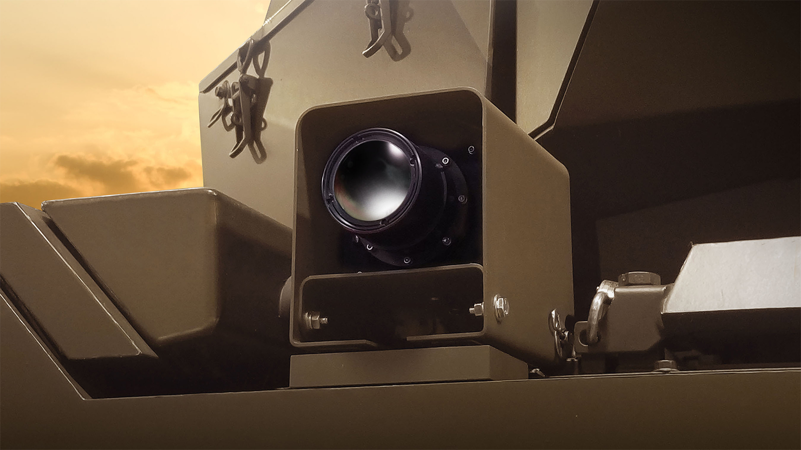 The BAE Systems 360 MVP Sensor™ system as installed to provide integrable high-definition, 360 degree protection for ground vehicles and their crews.
