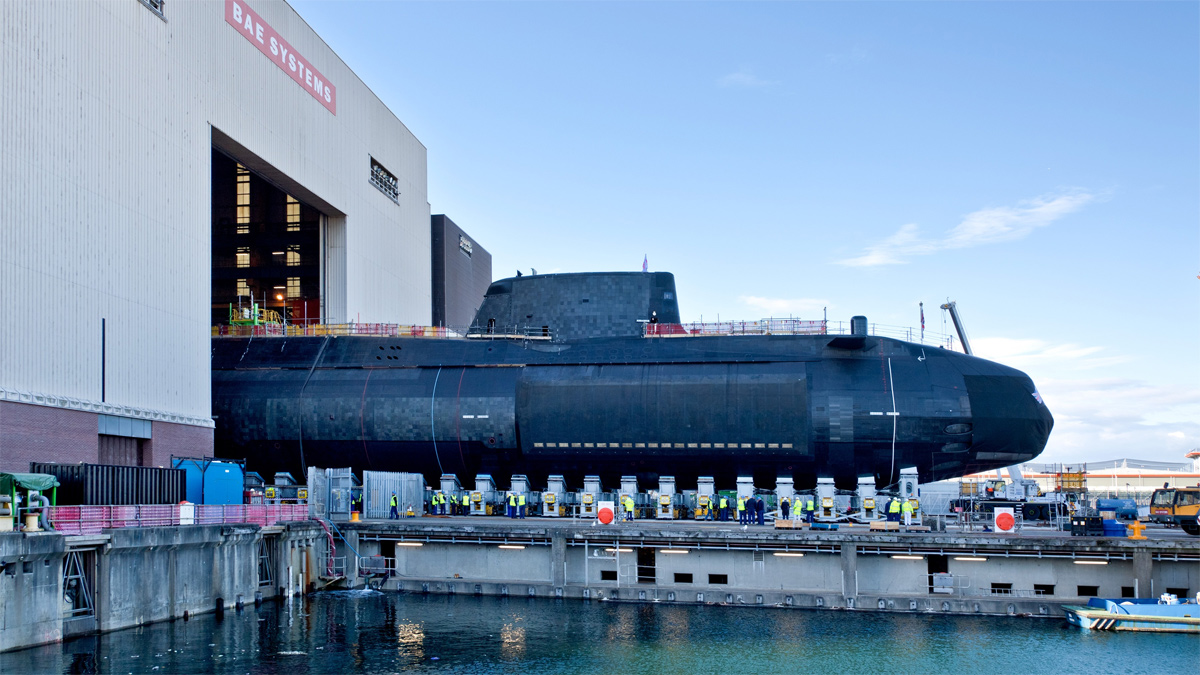 Image of 97m long, 7,400 tonne Audacious emerging into public view ahead of her launch