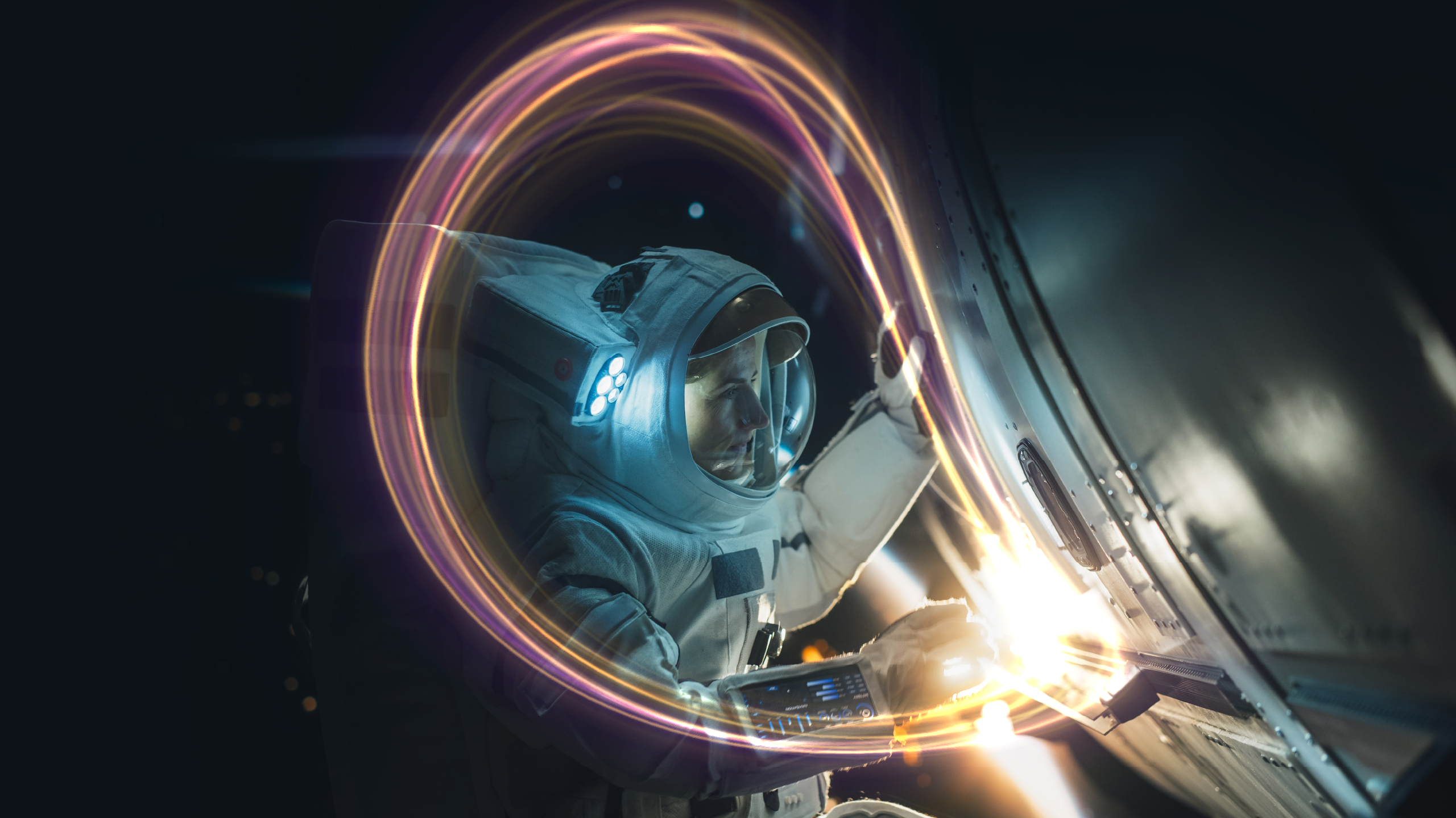 Picture of a female astronaut in space