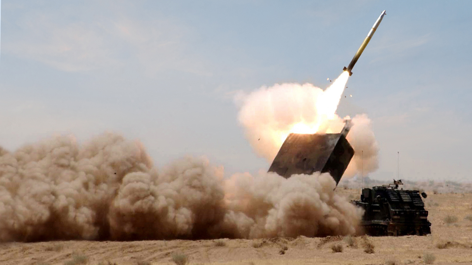 The launch of a Lockheed Martin Guided MLRS Rocket, with proven, reliable precision guidance provided by the 5th generation BAE Systems NavStrike™ GPS receiver. 