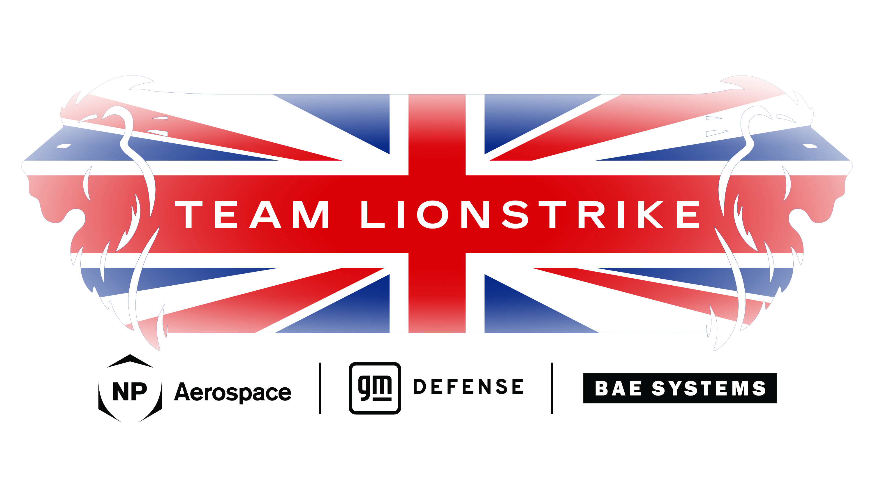 Team Lionstrike logo with the UK flag and adjacent lions facing outwards.
