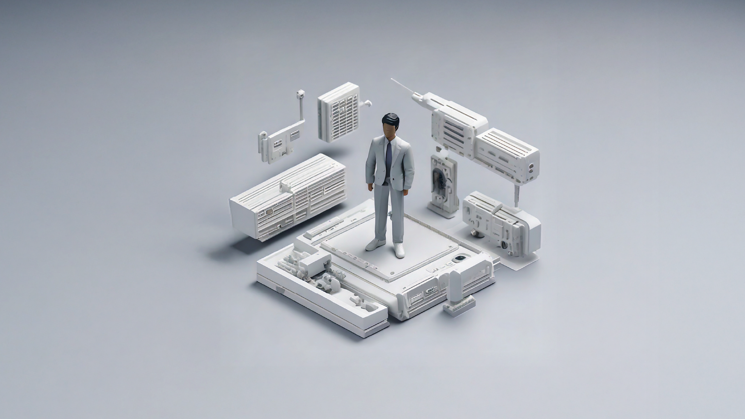 AI generated person stood in a synthetic environment