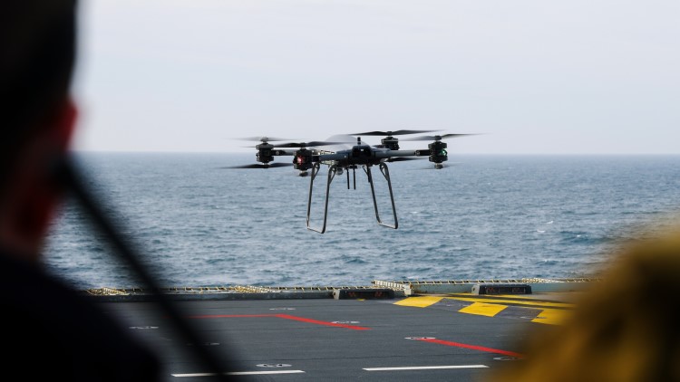 A fleet of all-electric Malloy Aeronautics T-150 uncrewed quadcopters will transport supplies between UK Carrier Strike Group ships when it deploys to the Indo-Pacific.