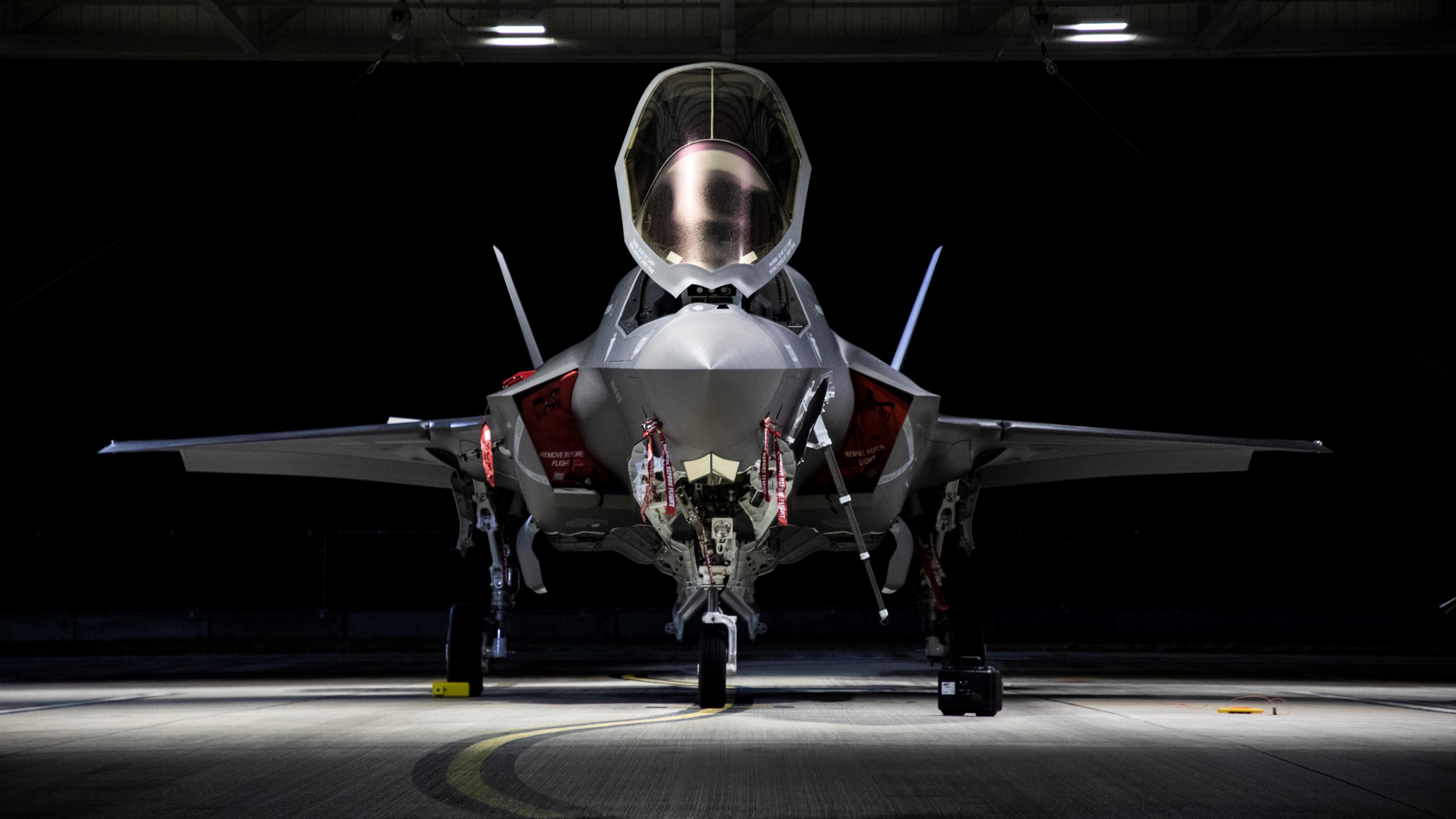 F-35 aircraft inside hangar