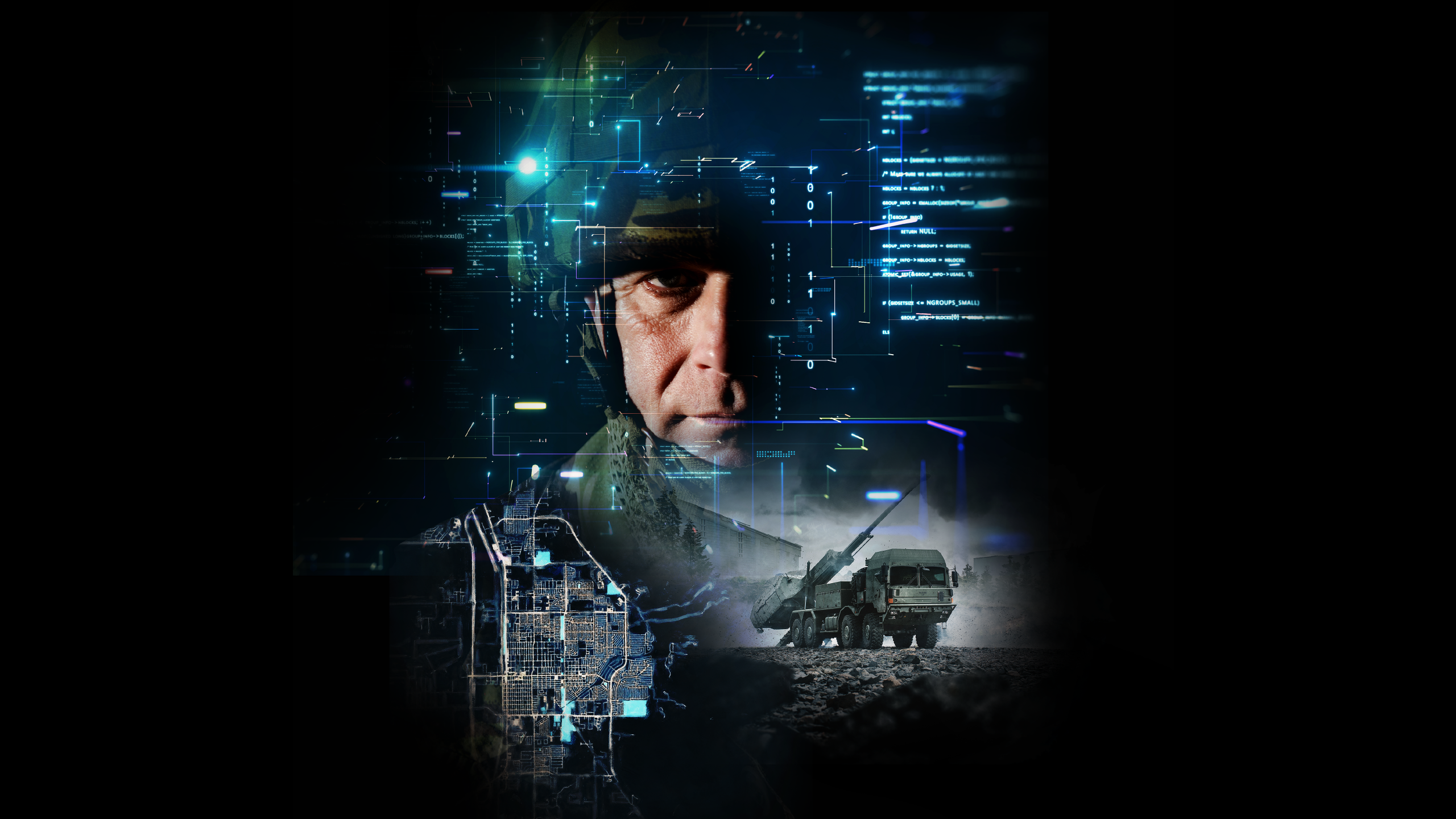 Composite image featuring a soldier and a rocket launcher