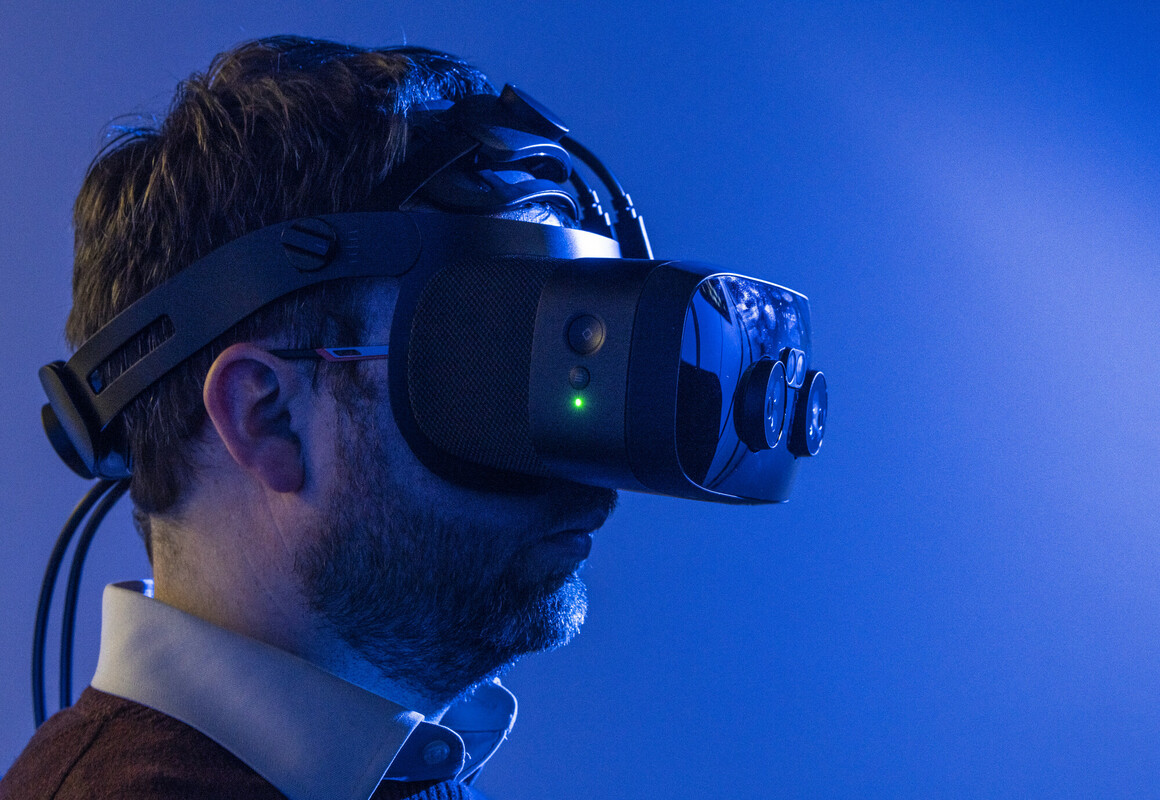 A man wears a VR headset