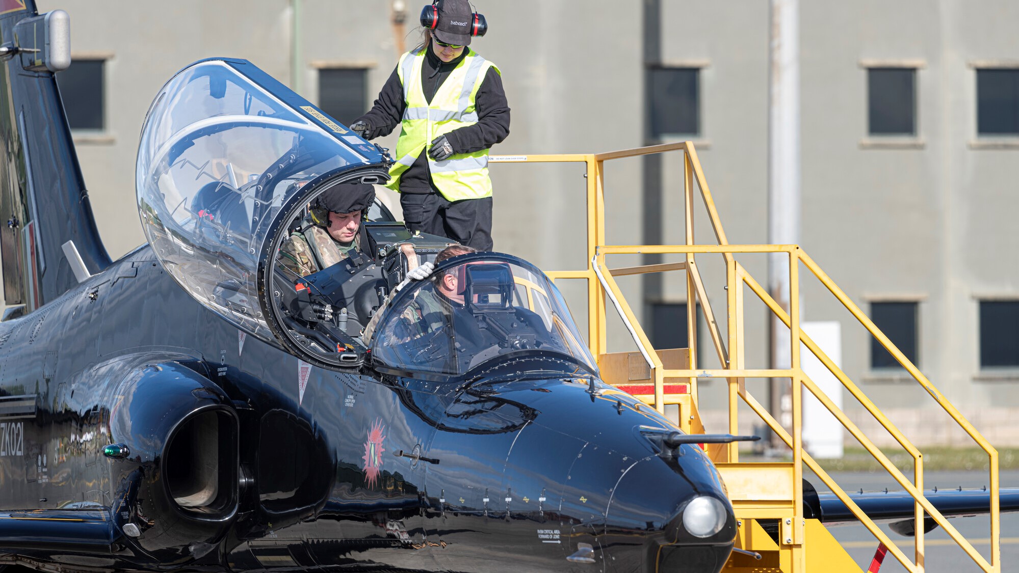 Pilots in the Hawk cockpit at RAF Valley
