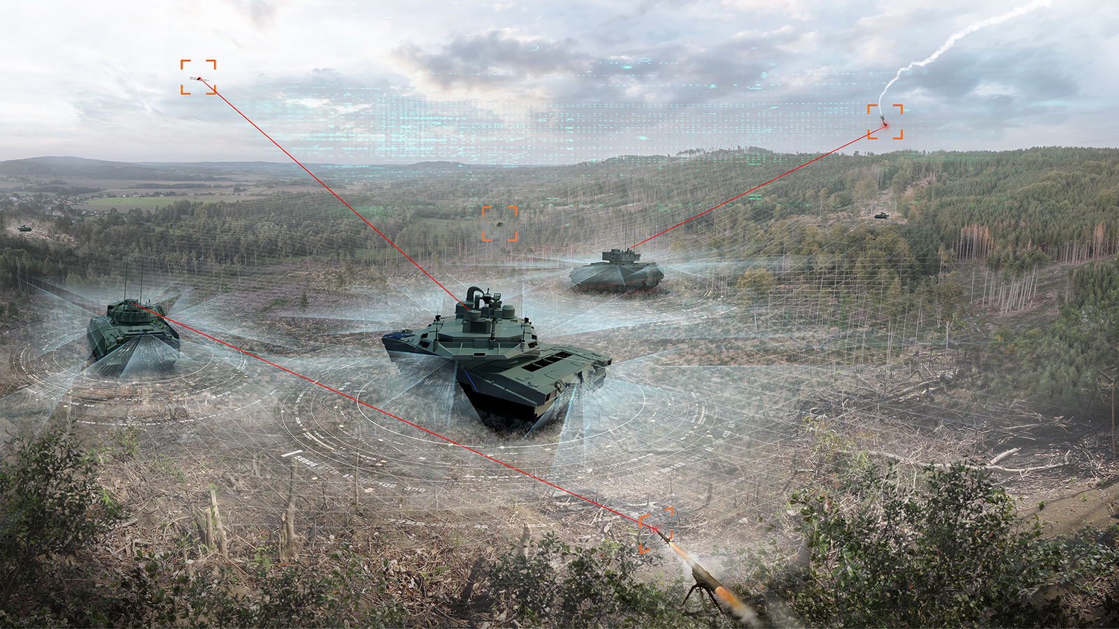 Ground combat vehicles protect themselves from threats with laser-based countermeasure systems.