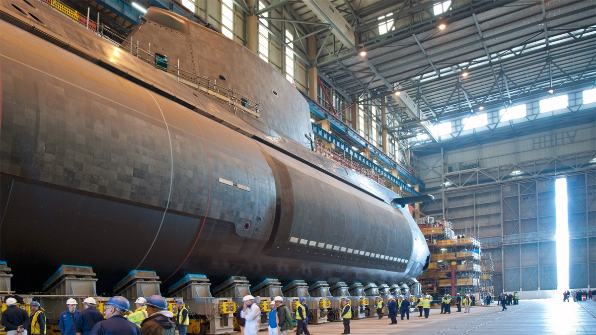 Image of the giant doors of the Devonshire Dock Hall opening ahead of Audacious' launch
