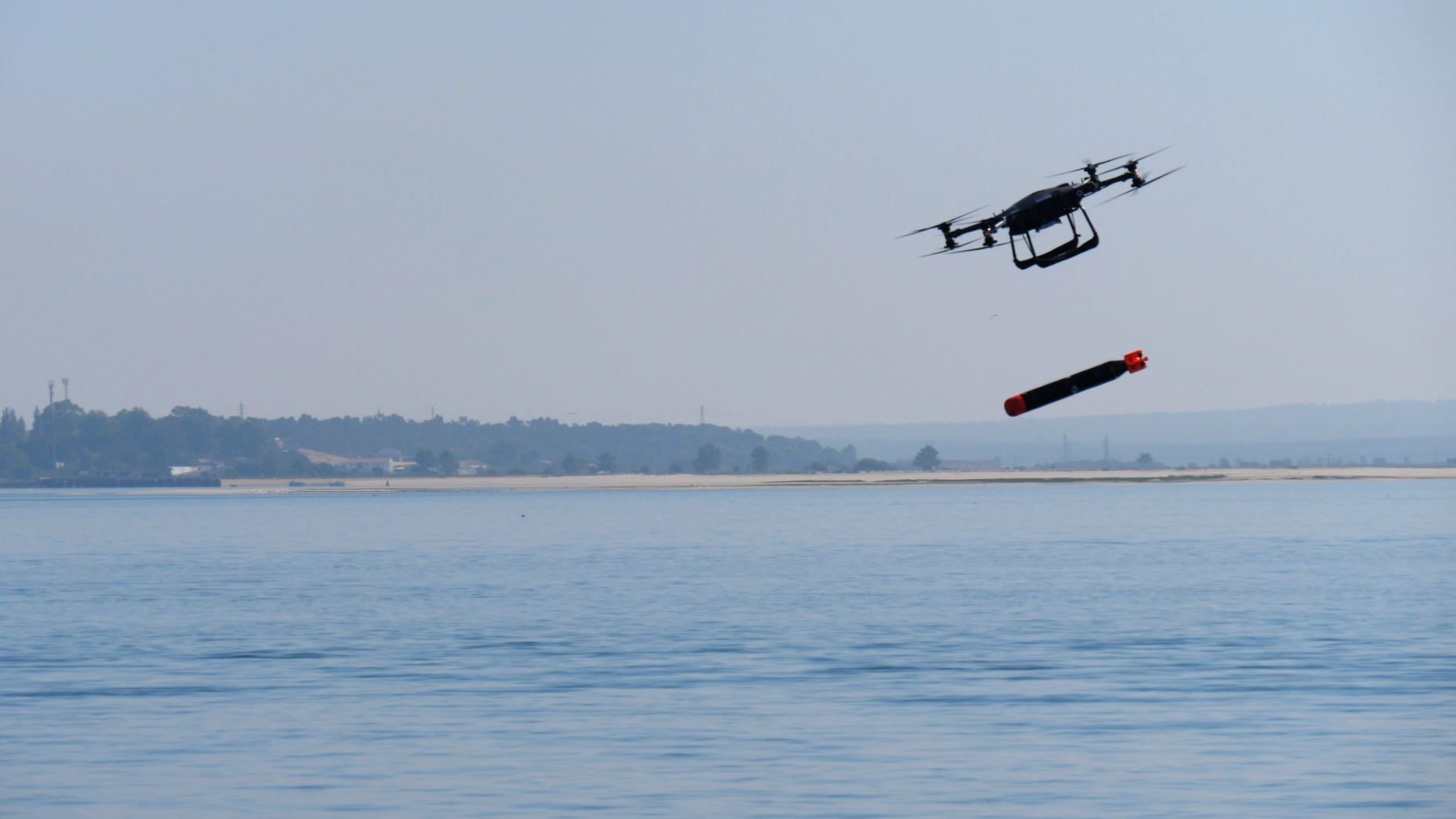 T-600 releasing a Sting Ray Training Variant Torpedo into the ocean at REPMUS at Troia Portugal
