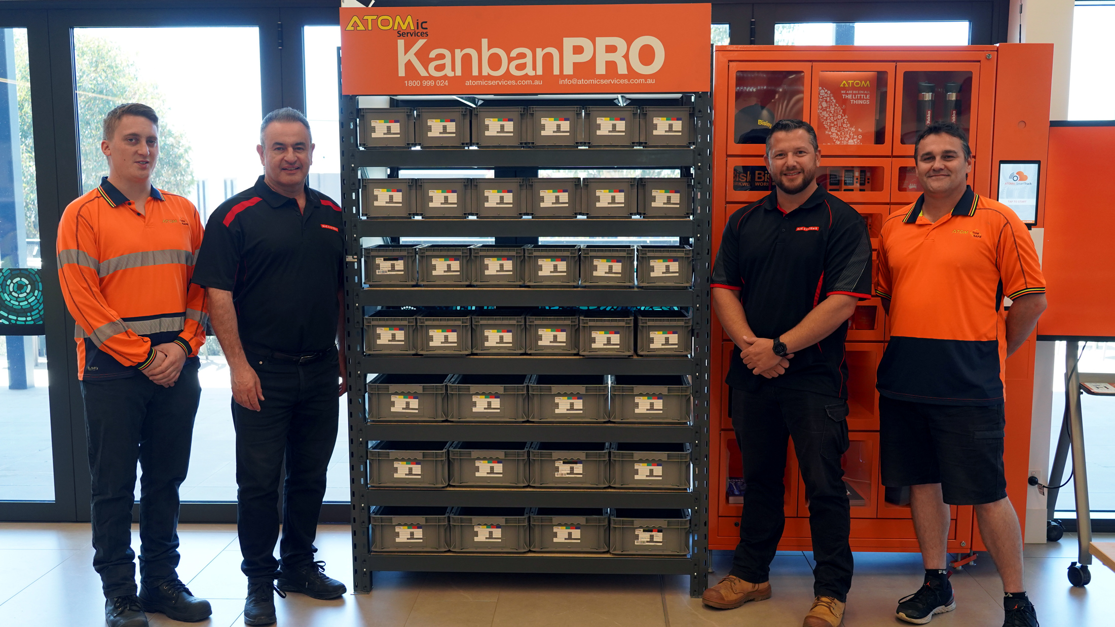 Placed in strategic locations around the site, the orange Vendor Managed Inventory (VMI) stations and vending machines are providing the shipbuilding workforce with easier access to “sail away” materials. 