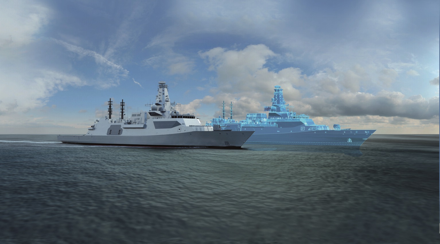CGI image of two Global Combat Ships