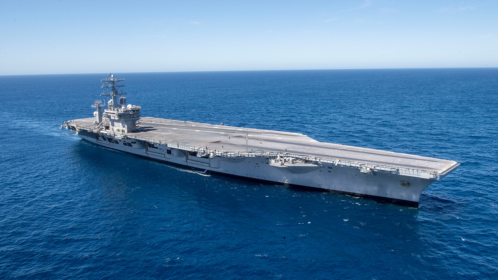Large U.S. Navy aircraft carrier called USS Nimitz CVN 68 conducting routine operations in Pacific Ocean (Photo courtesy of Petty Officer 3rd Class Samuel Osborn)
